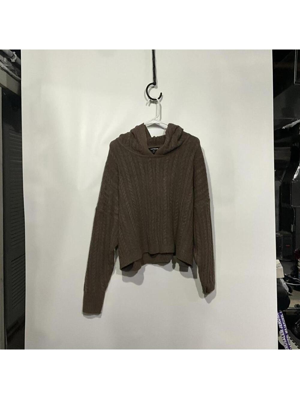 Express Women's Brown and Green Hoody